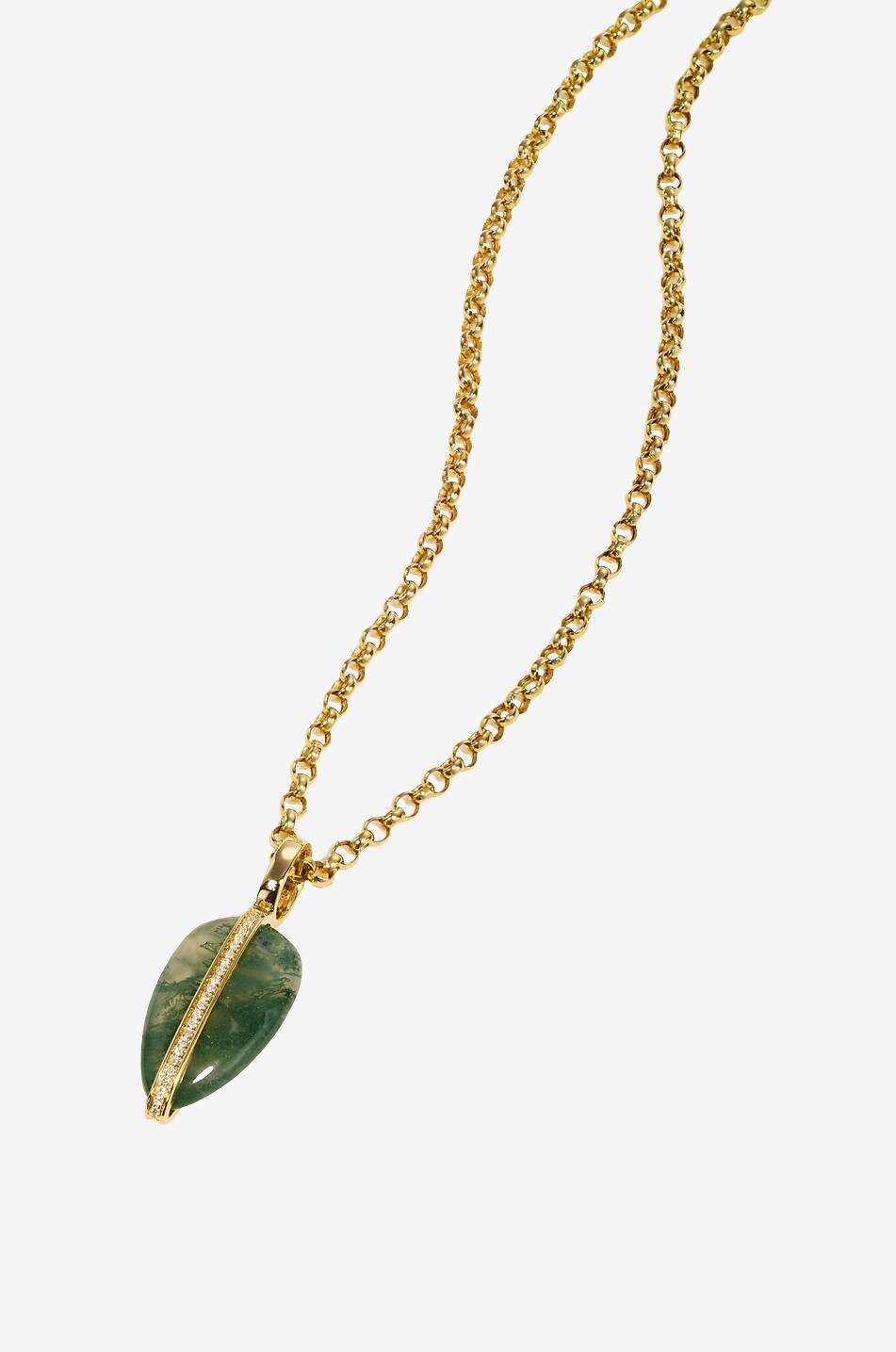 BY PARIAH Gelbgold-Anhänger mit Moosachat und Diamanten Pebble S Damen GRÜN 2