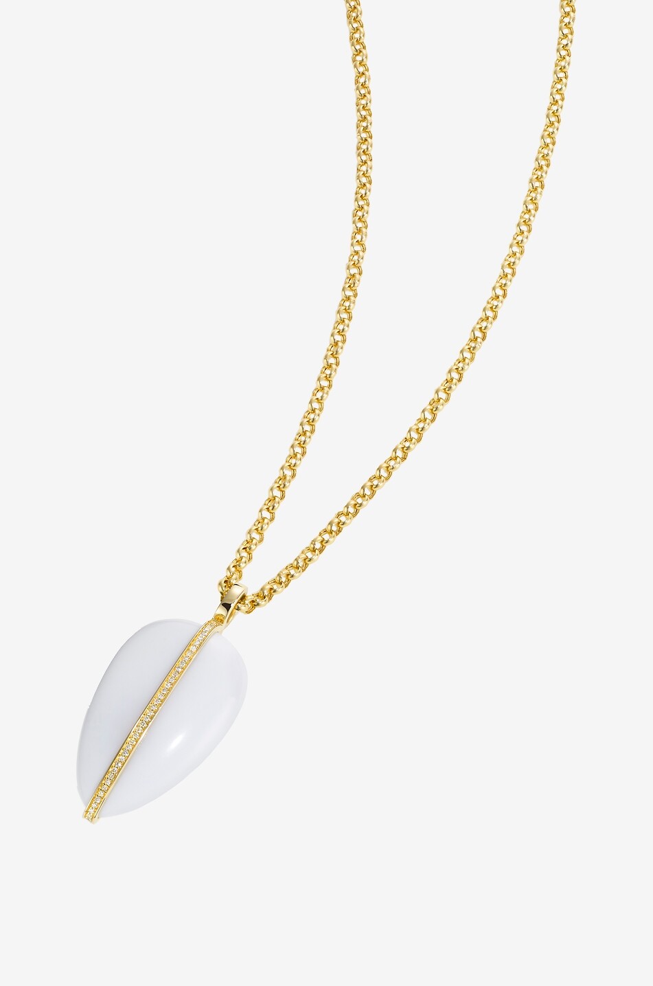 BY PARIAH Pebble XL white jasper and diamond-adorned gold pendant Women WHITE 2