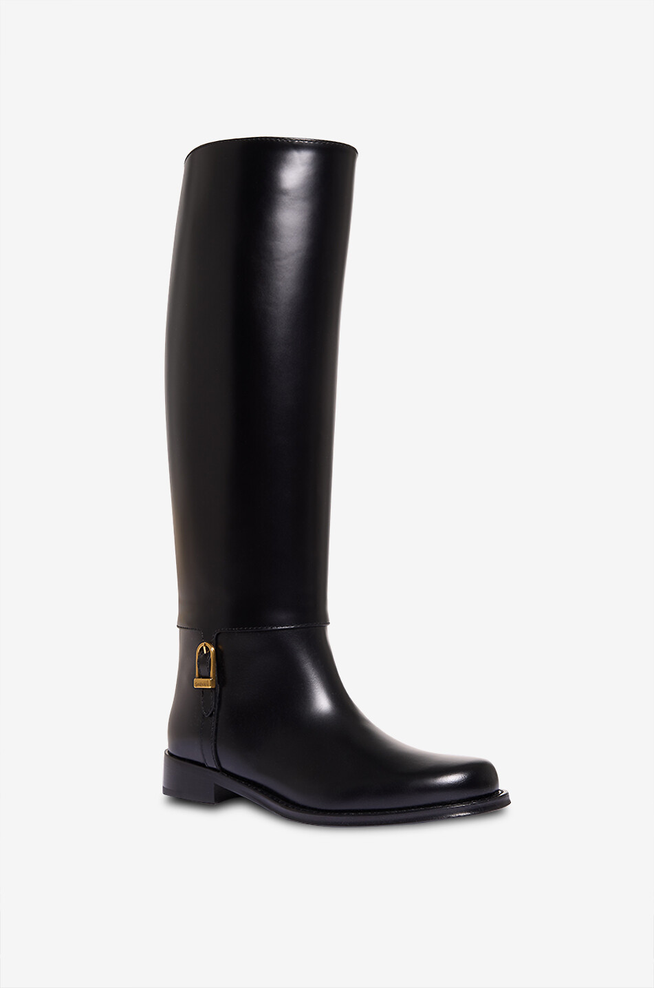 Flache Stiefel aus glattem glänzendem Leder Julia 25