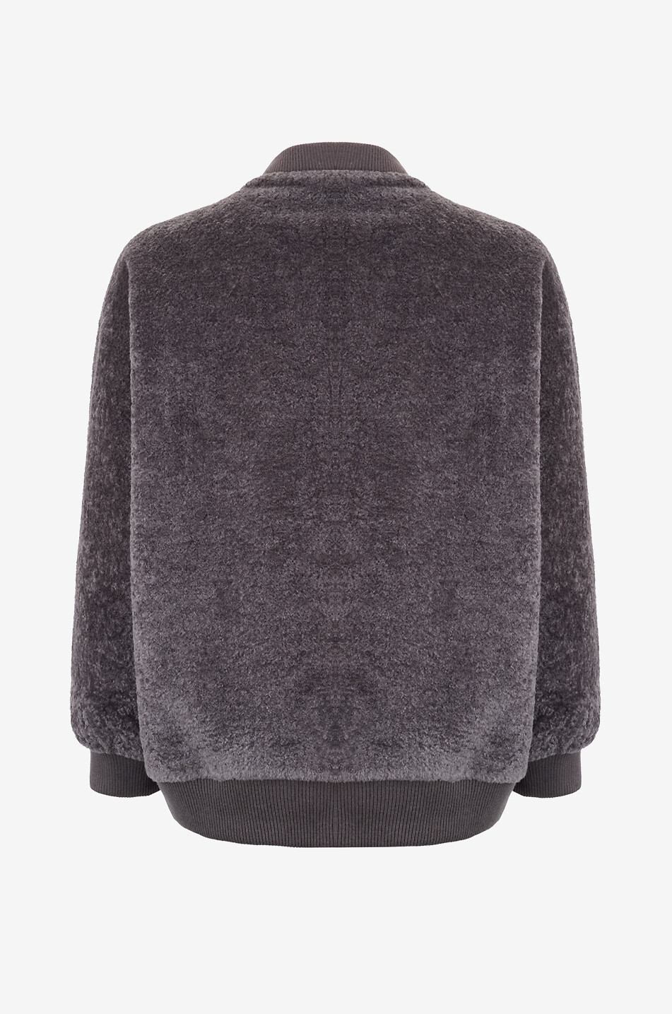 BONGÉNIE Veste bomber courte en fourrure synthétique Teddy Femme GRIS FONCÉ 2