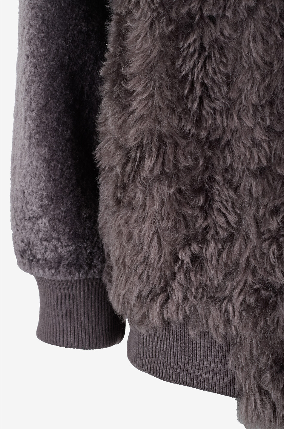 BONGÉNIE Veste bomber courte en fourrure synthétique Teddy Femme GRIS FONCÉ 3