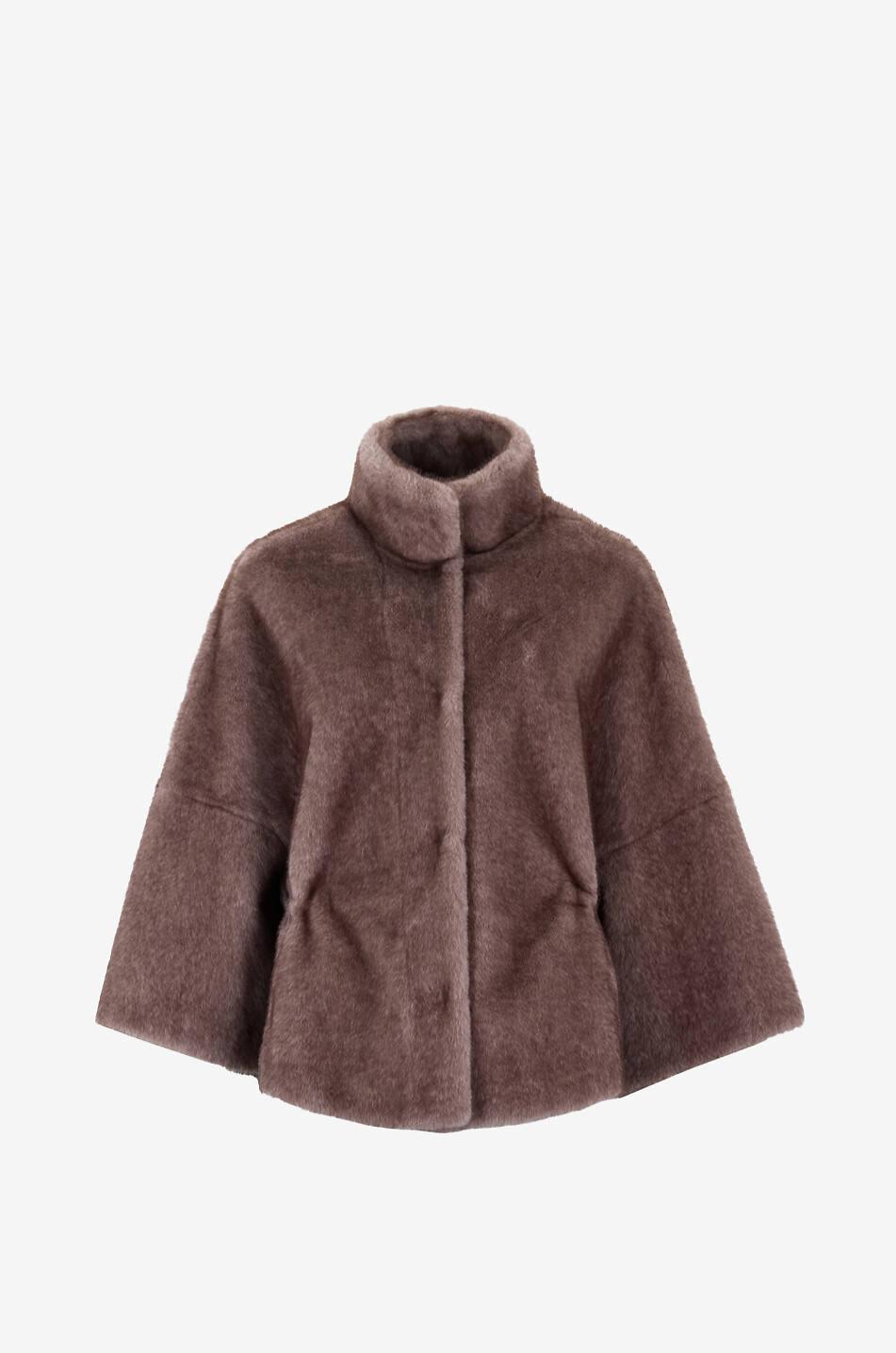 BONGENIE Reversible Stehkragen-Cape aus Kunstfell Damen BRAUN 1