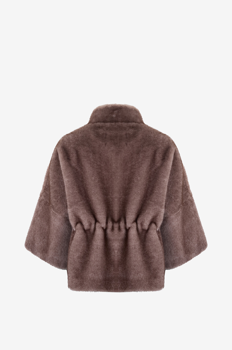 BONGENIE Reversible Stehkragen-Cape aus Kunstfell Damen BRAUN 2