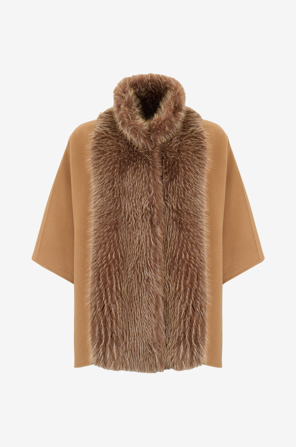 BONGENIE Lapel collar flannel cape Women CAMEL 1