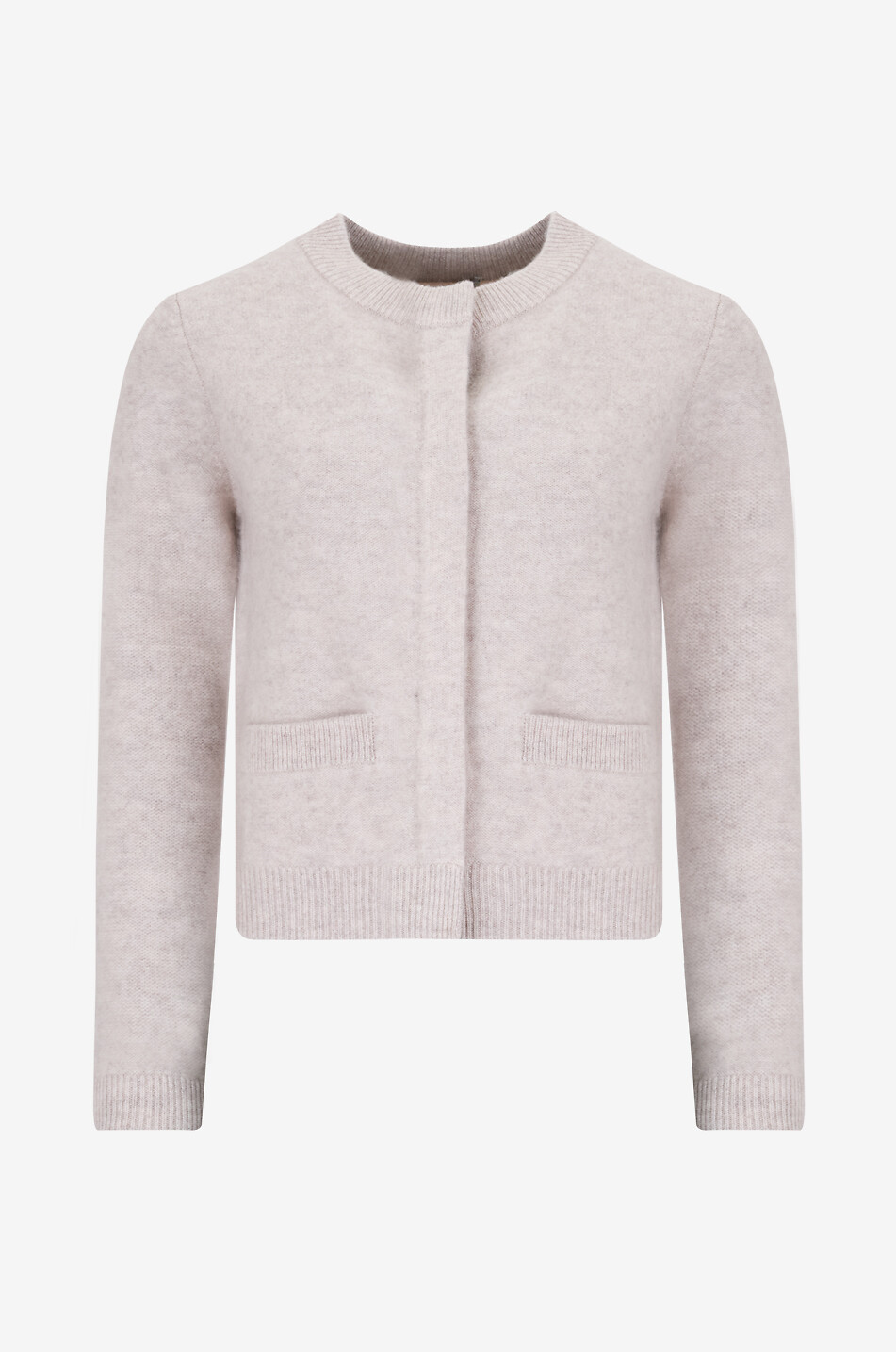 Cardigan en maille duveteux à col rond