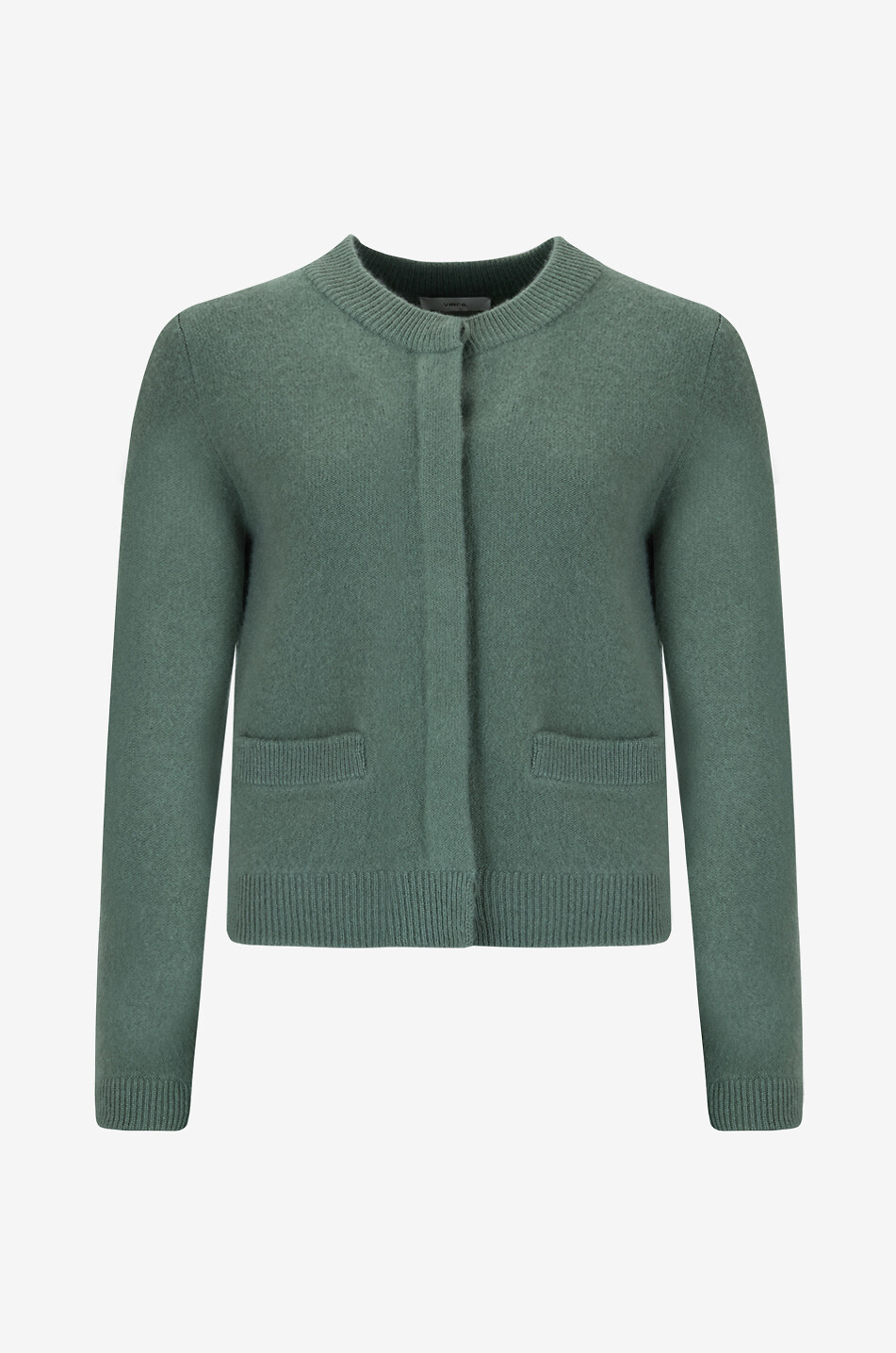 VINCE Cardigan en maille duveteux à col rond Femme VERT 1