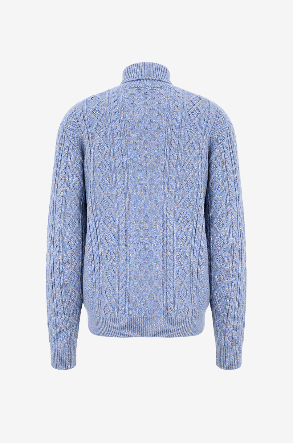 04651/ Pull torsadé à col roulé en laine et cachemire Mouliné Homme BLEU CLAIR 2