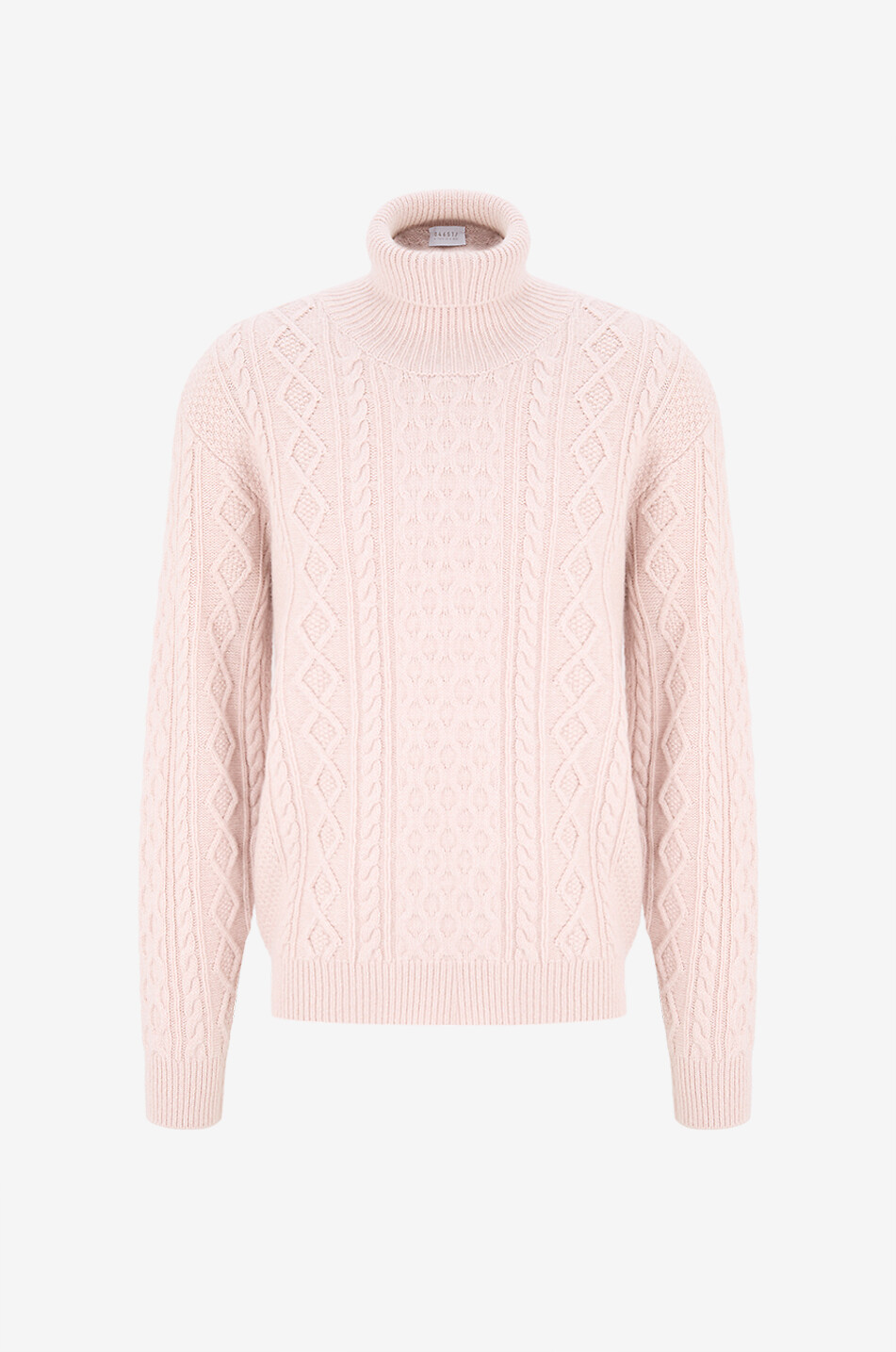 Pull torsadé à col roulé en laine et cachemire Mouliné
