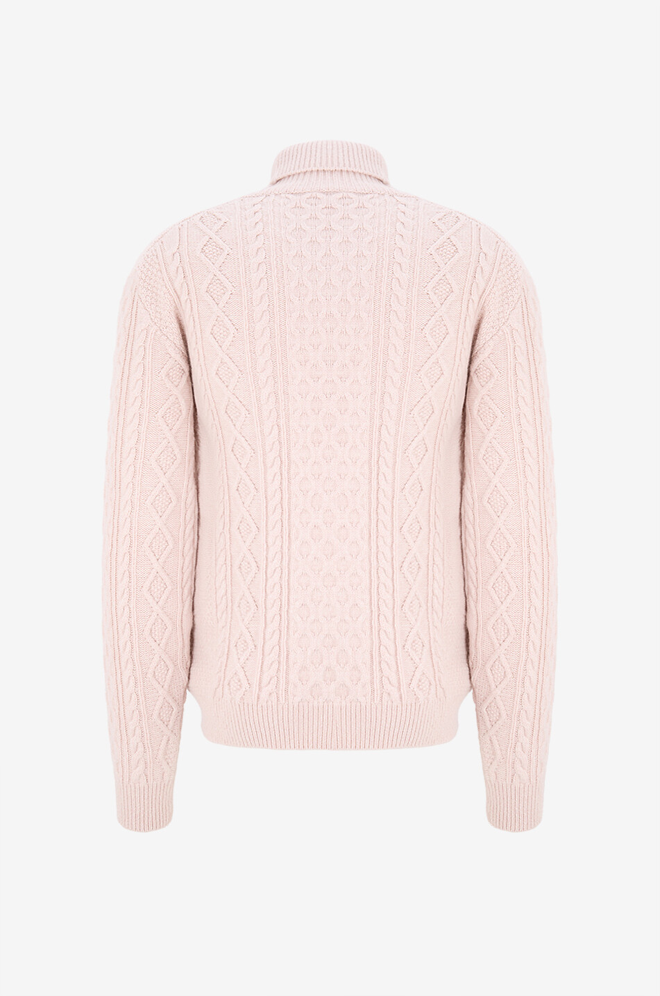 04651/ Pull torsadé à col roulé en laine et cachemire Mouliné Homme ROSE CLAIR 2