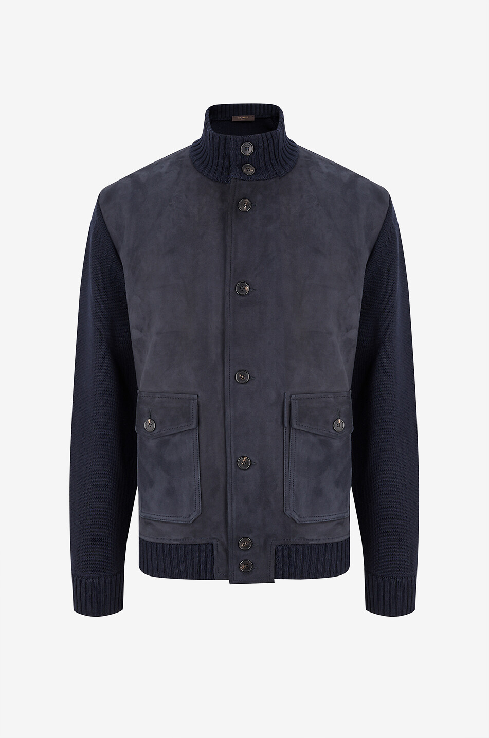 INCOTEX Suede bomber jacket with wool sleeves Men DARK BLUE 1
