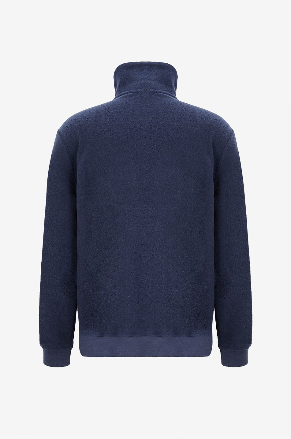 04651/ Pull à col montant zippé en laine et coton doublé jersey Homme BLEU MOYEN 2