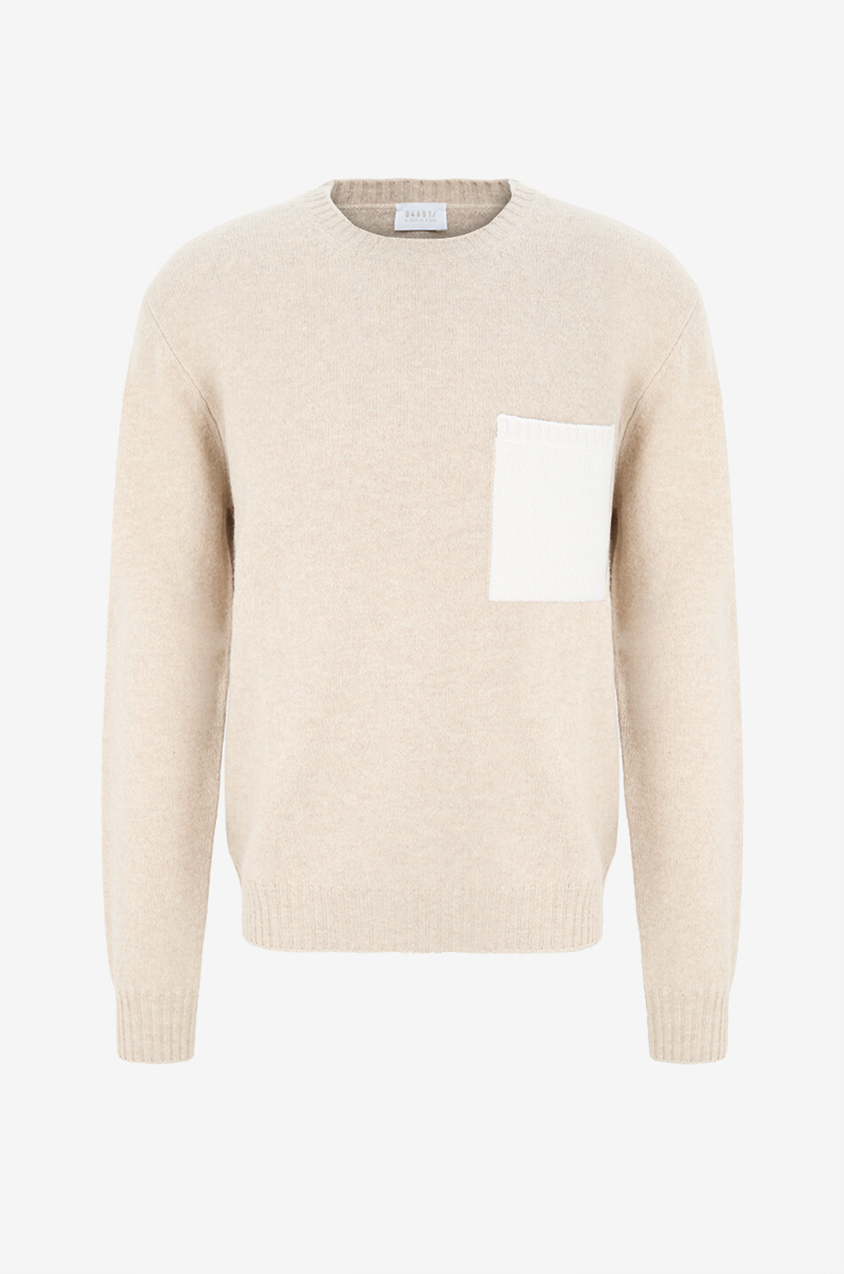 04651/ Pull à col rond en laine et cachemire Pocket Crew Homme Beige clair 1