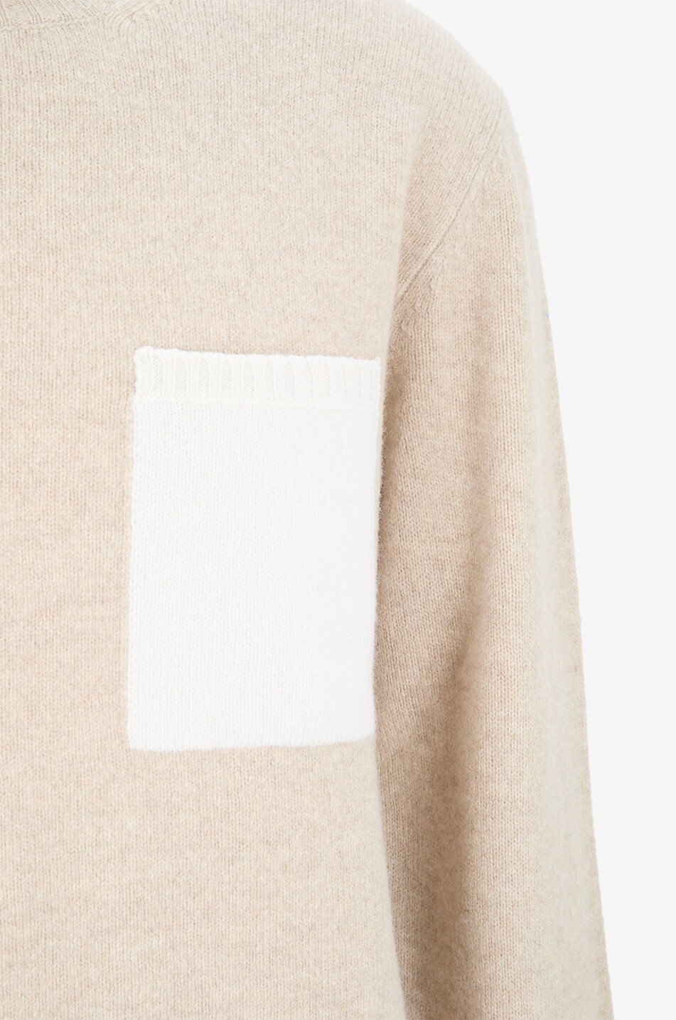 04651/ Pull à col rond en laine et cachemire Pocket Crew Homme Beige clair 3