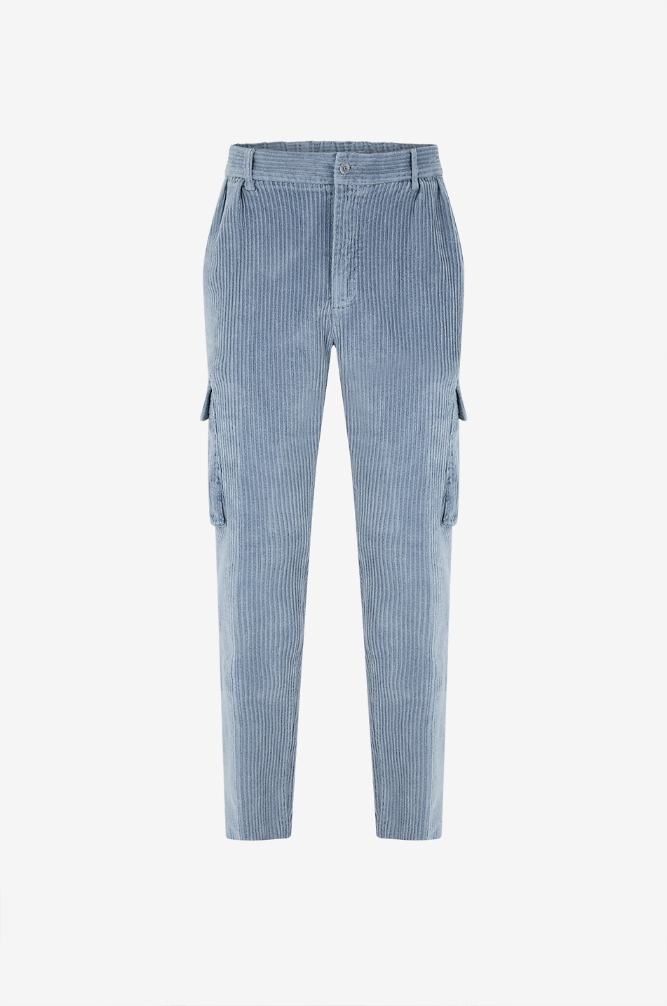 04651/ Cotton stretch corduroy cargo trousers Men MEDIUM BLUE 1