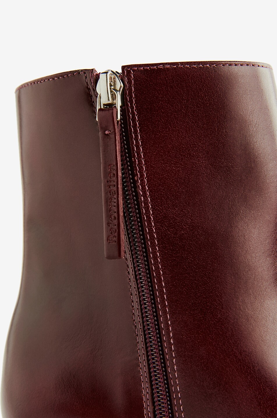REFORMATION Gillian 75 block heel leather ankle boots Women DARK RED 5