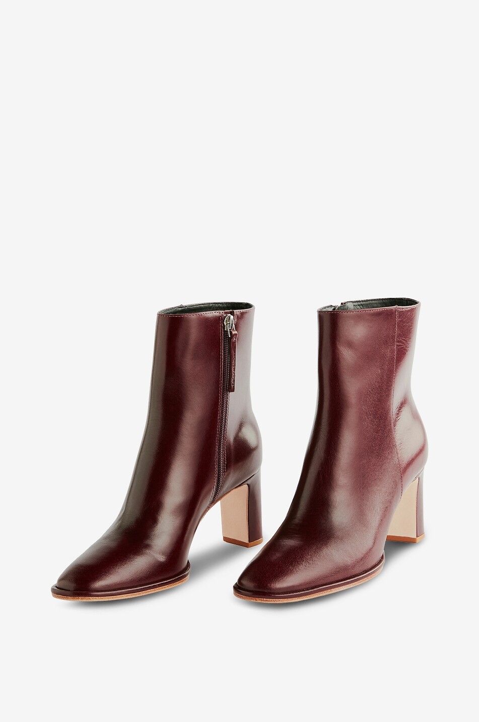 REFORMATION Gillian 75 block heel leather ankle boots Women DARK RED 2