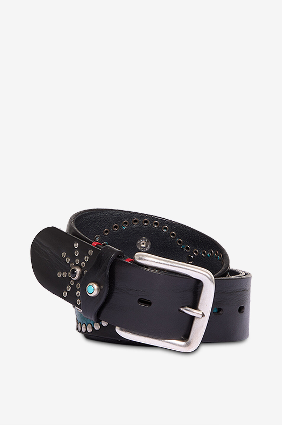 FAUSTO COLATO Nietenbesetzter Gürtel aus Glattleder Casual - 40mm Herren SCHWARZ 1