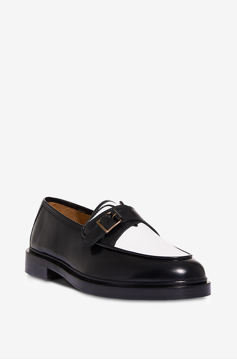 JACQUES SOLOVIERE Serge glossy bicolour leather loafers Men BLACK 1