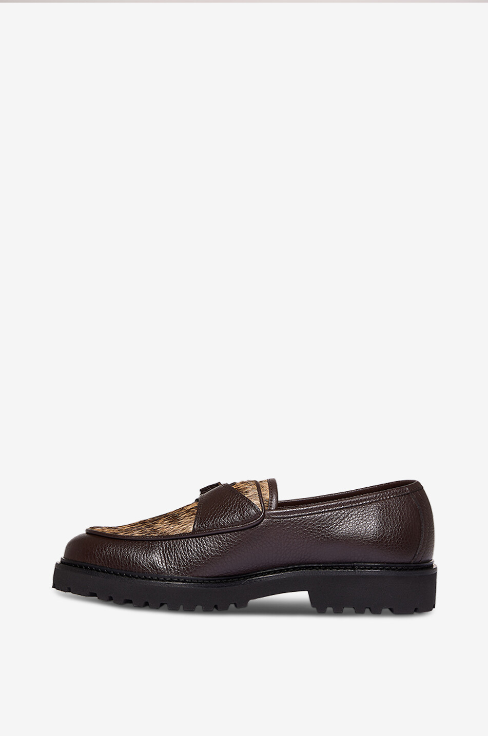 JACQUES SOLOVIERE Tommy Lug grained leather monkstrap loafers Men BROWN 7