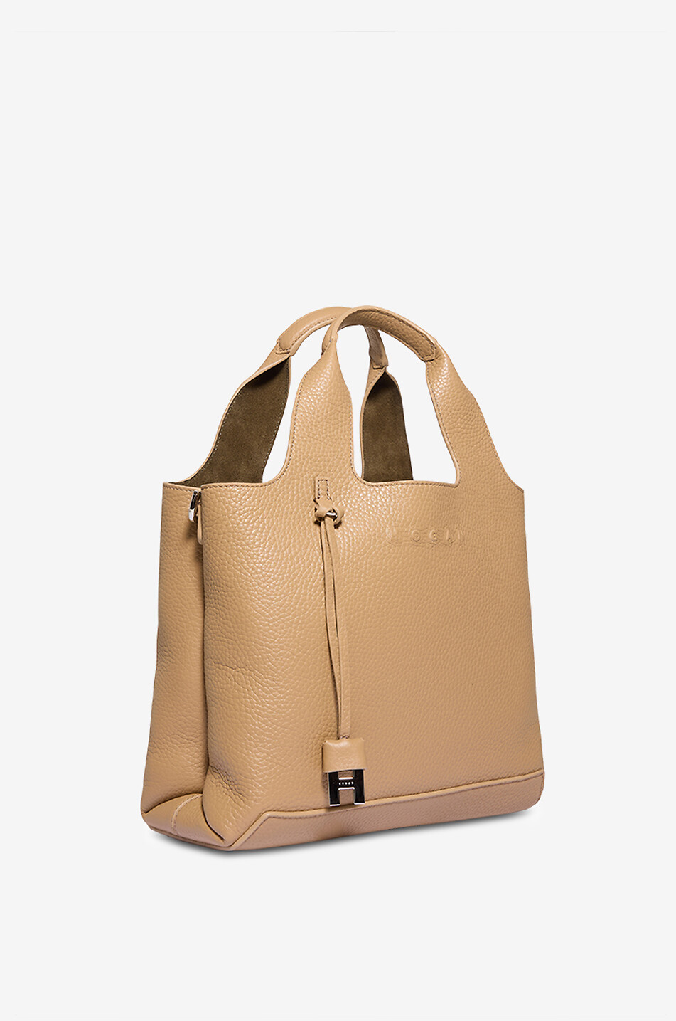 HOGAN Shopping H-Fob Small grained leather tote bag Women LIGHT BROWN 2