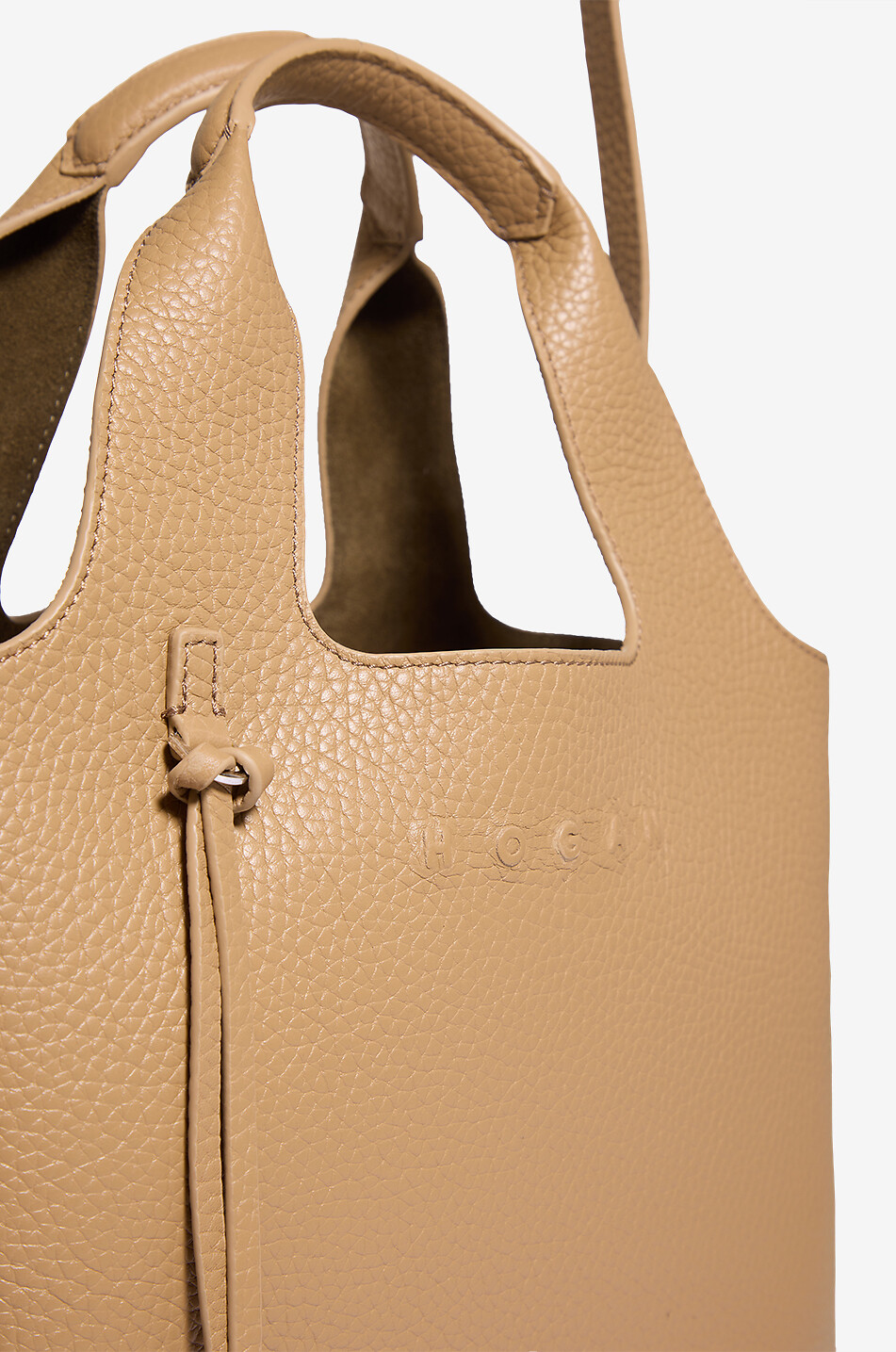 HOGAN Shopping H-Fob Small grained leather tote bag Women LIGHT BROWN 6
