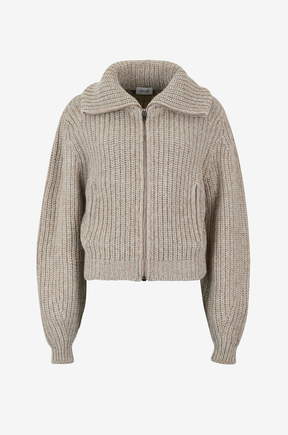 Rib knit alpaca and yak full-zip cardigan