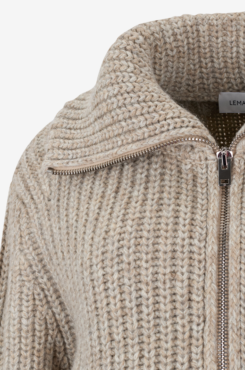 LEMAIRE Rib knit alpaca and yak full-zip cardigan Women Light beige 3