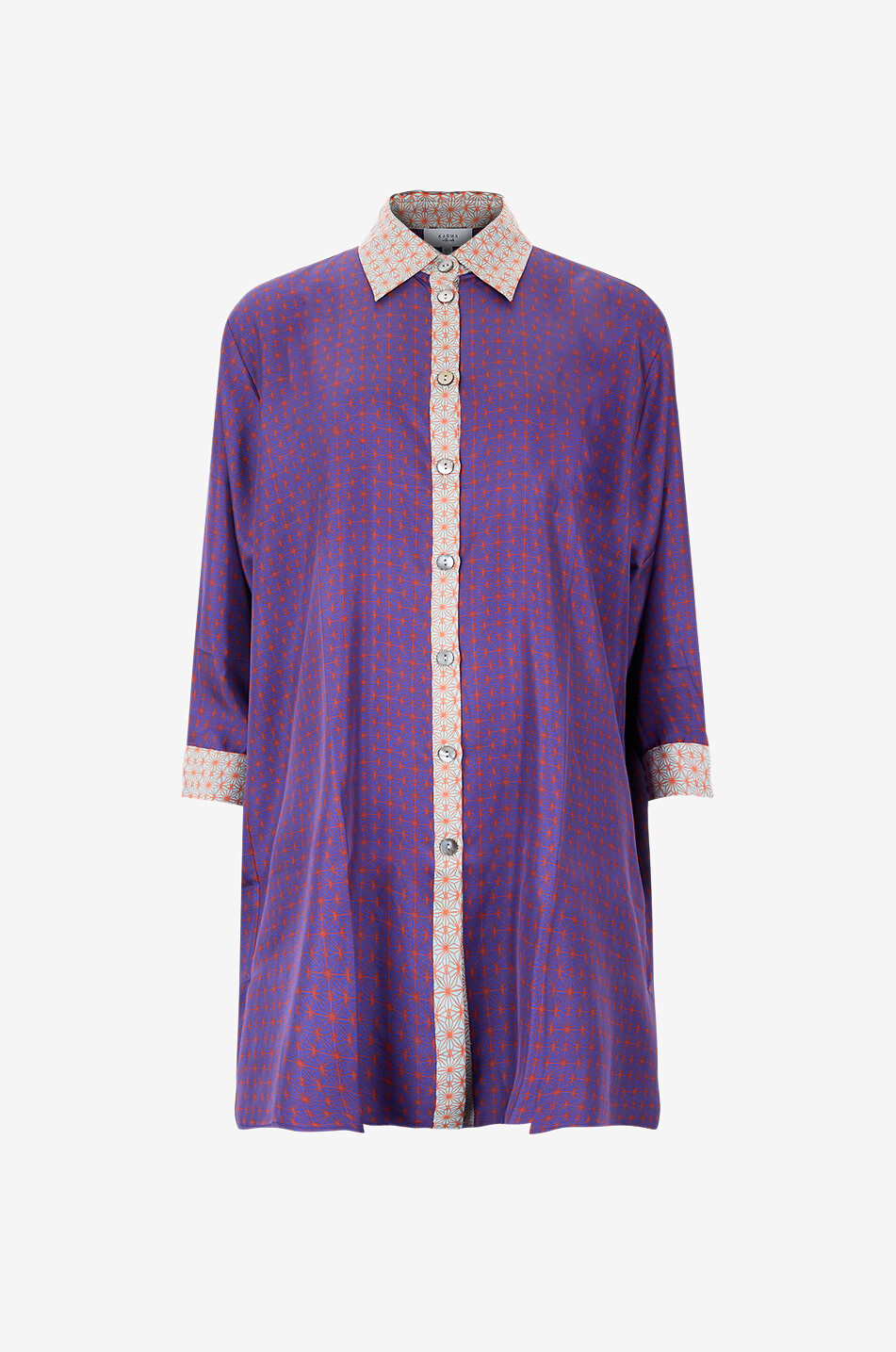 Chemise de nuit en soie à motif géométrique Gifu