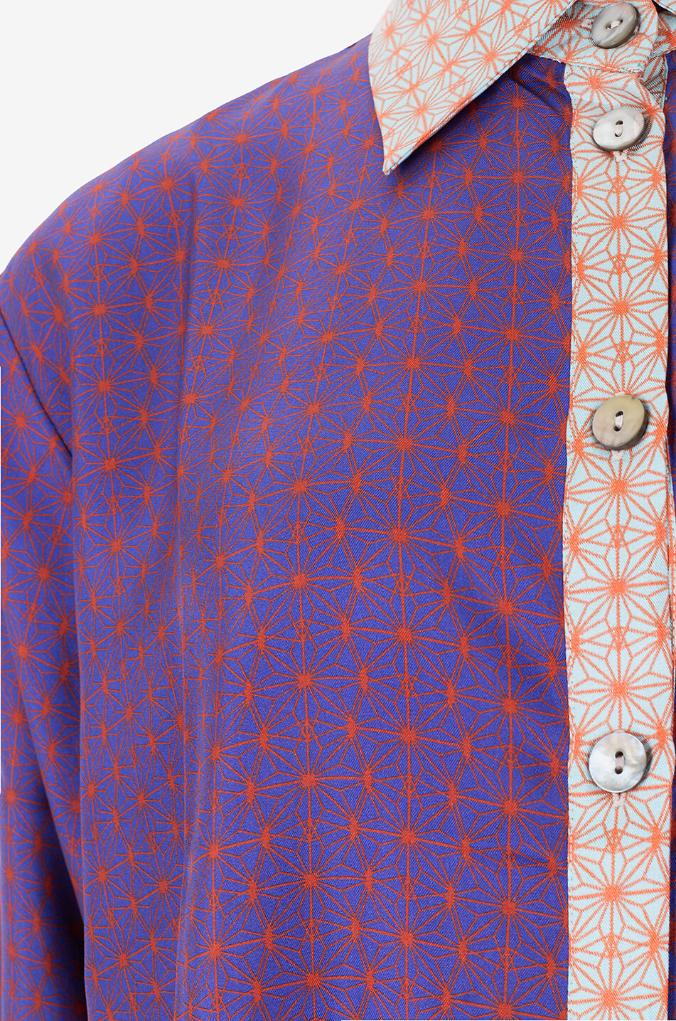 KARMA ON THE ROCKS Chemise de nuit en soie à motif géométrique Gifu Femme VIOLET MOYEN 3