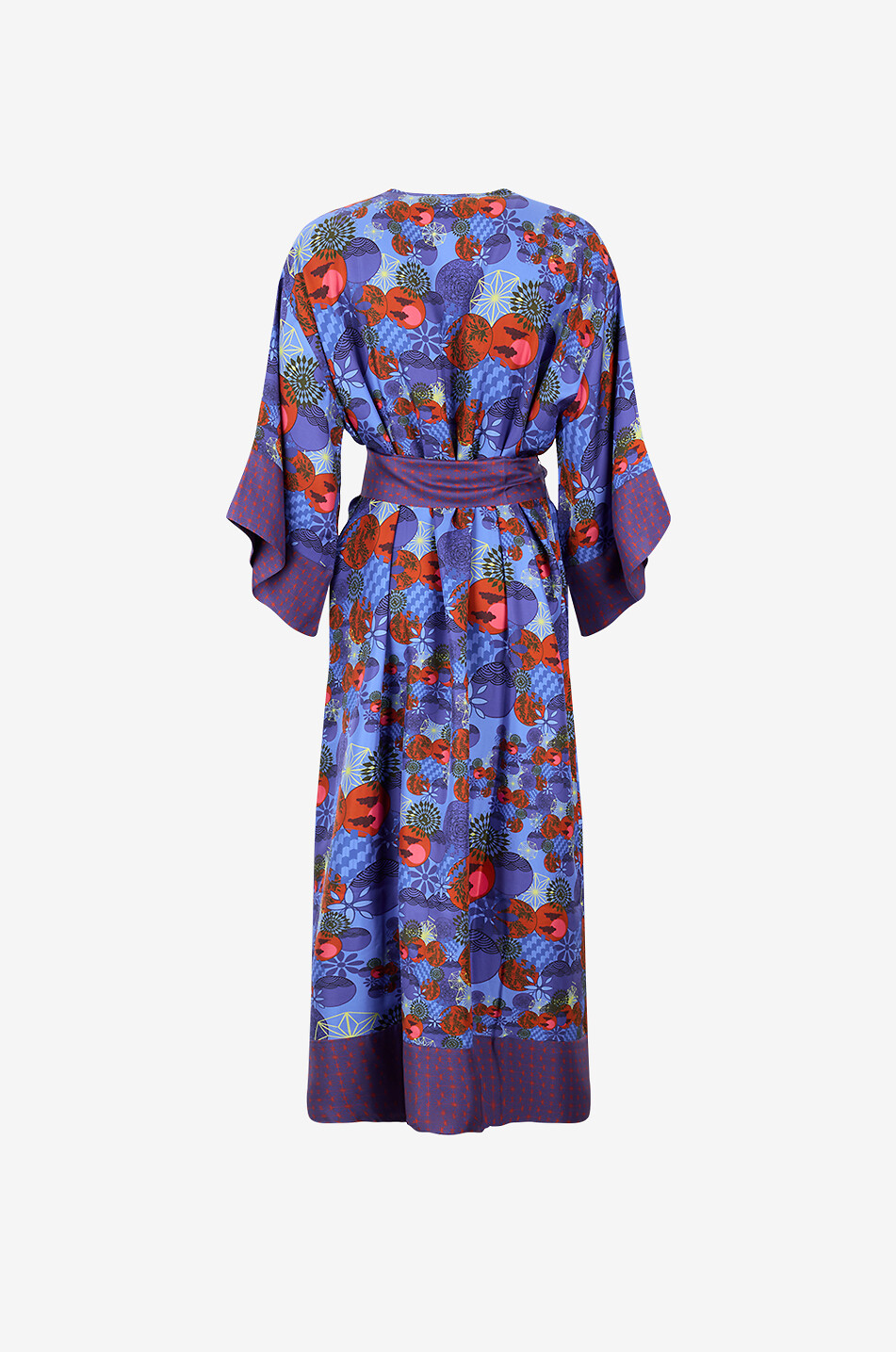 KARMA ON THE ROCKS Kobe printed silk long robe with flared sleeves Women MULTI COLOURED 2