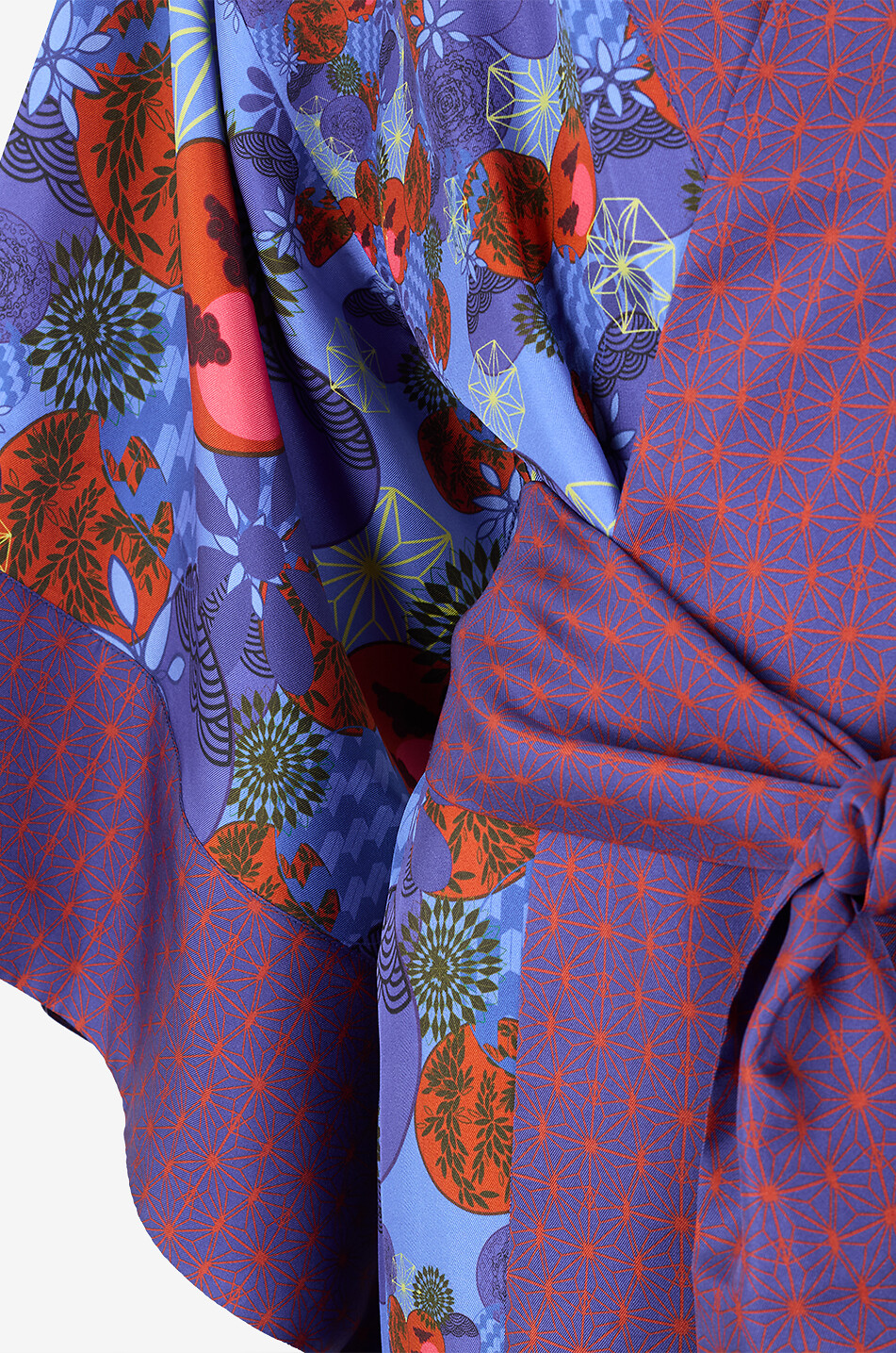 KARMA ON THE ROCKS Kobe printed silk long robe with flared sleeves Women MULTI COLOURED 3