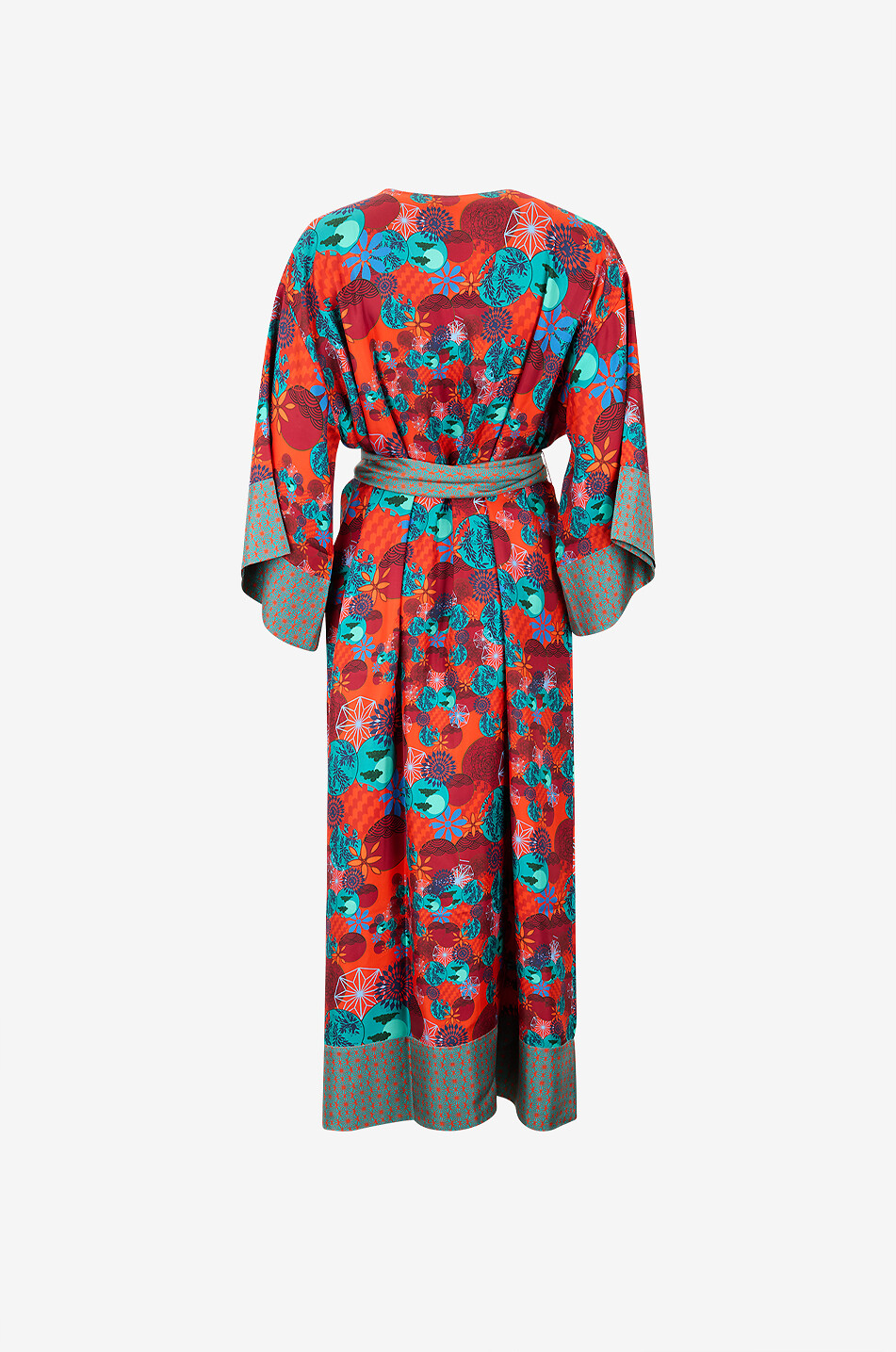 KARMA ON THE ROCKS Kobe printed silk satin long kimono Women MULTI COLOURED 1 2