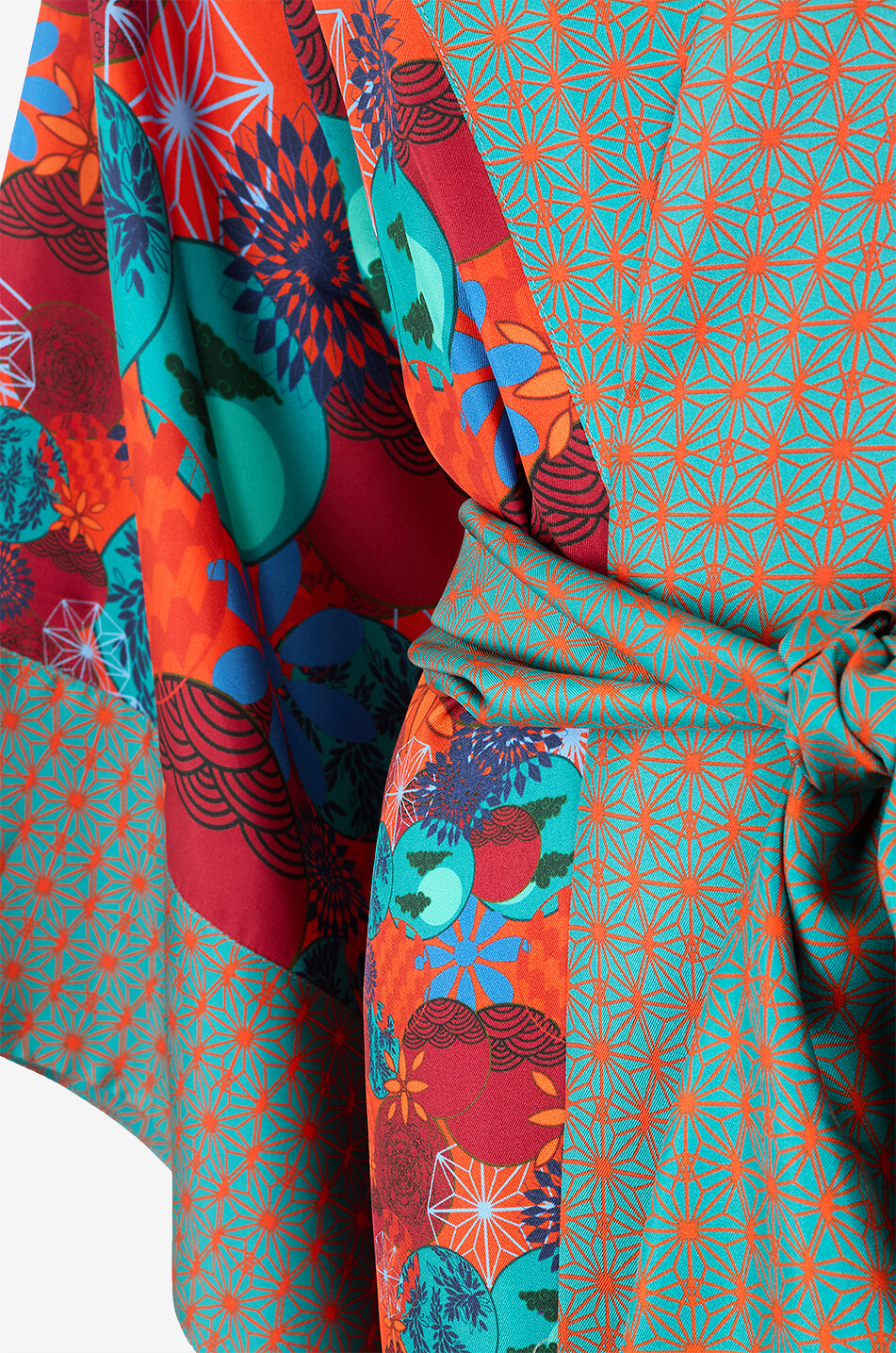 KARMA ON THE ROCKS Kobe printed silk satin long kimono Women MULTI COLOURED 1 3