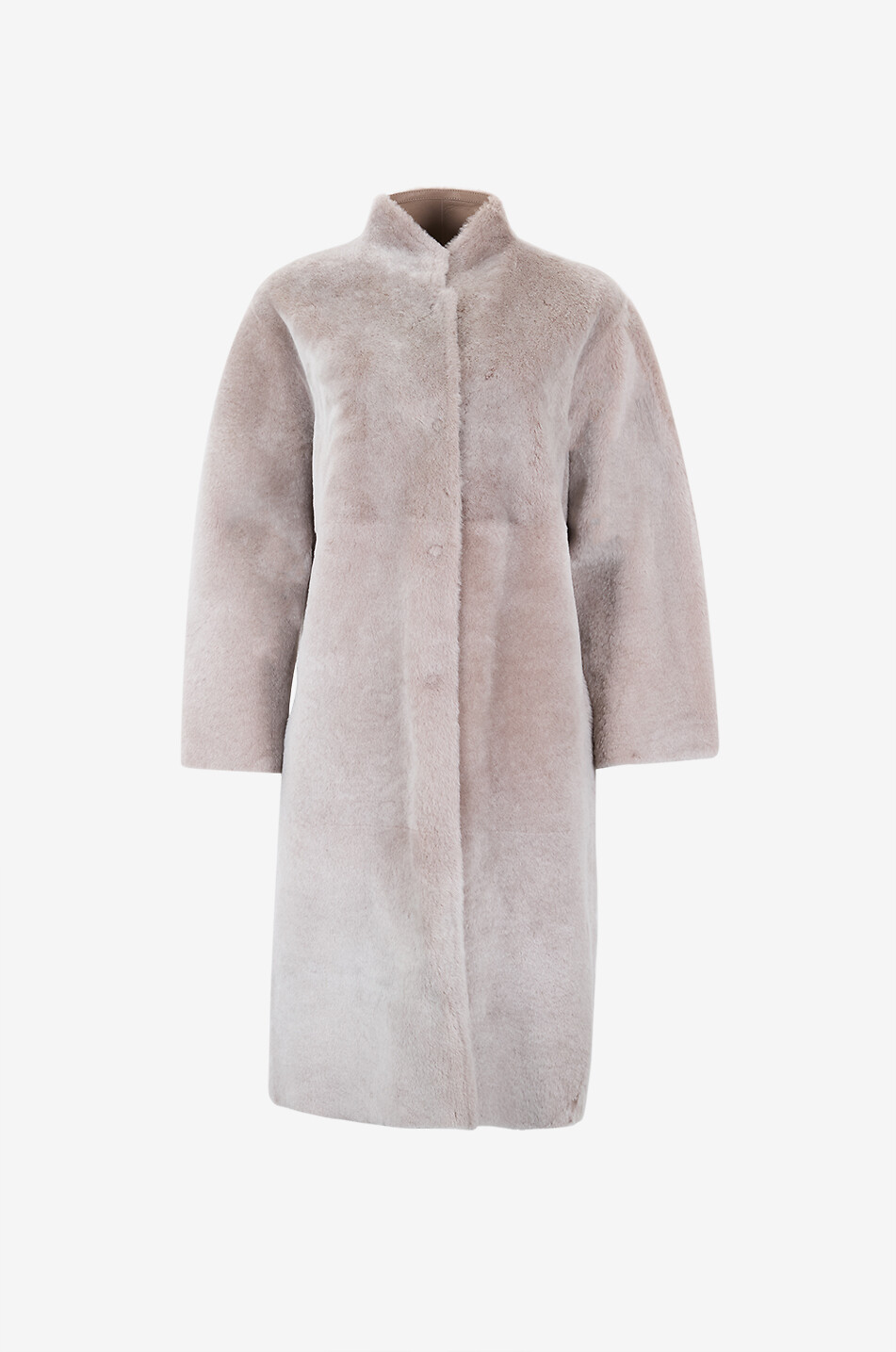 Manteau réversible en peau lainée à col montant
