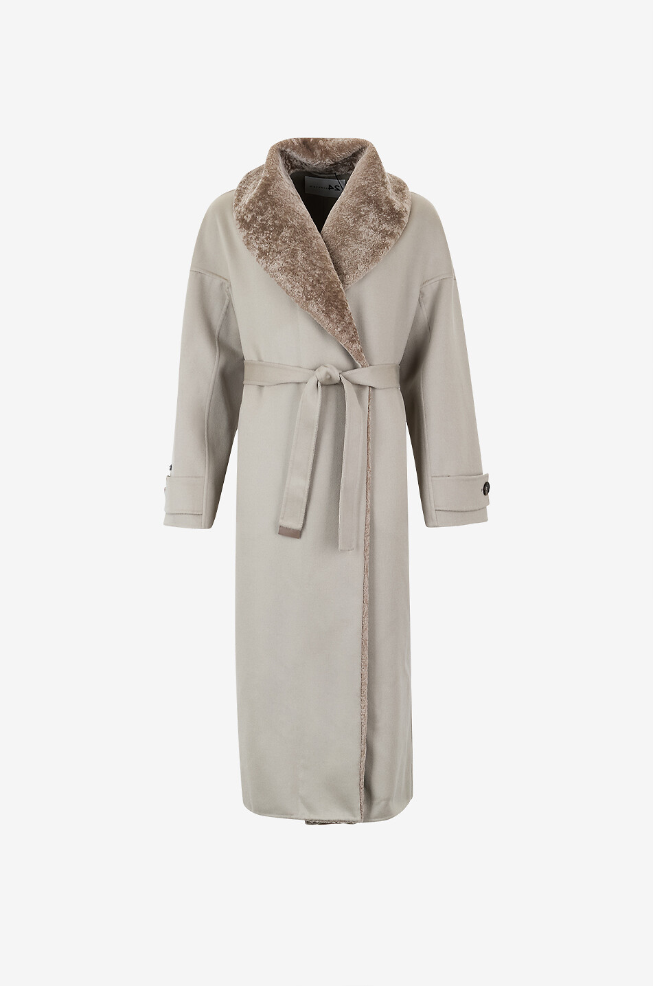 MANZONI 24 Manteau long en laine et cachemire à col peau lainée Femme BEIGE 1