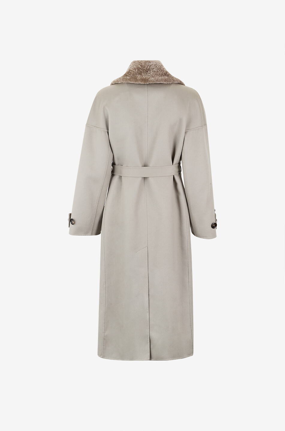 Manteau long en laine et cachemire à col peau lainée MANZONI 24