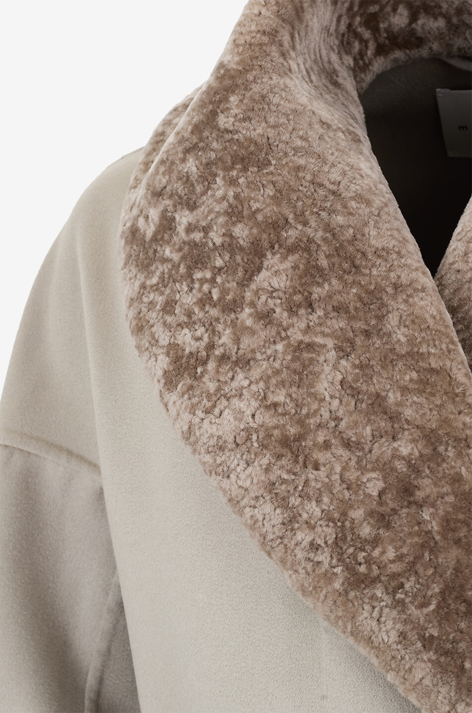 MANZONI 24 Manteau long en laine et cachemire à col peau lainée Femme BEIGE 4