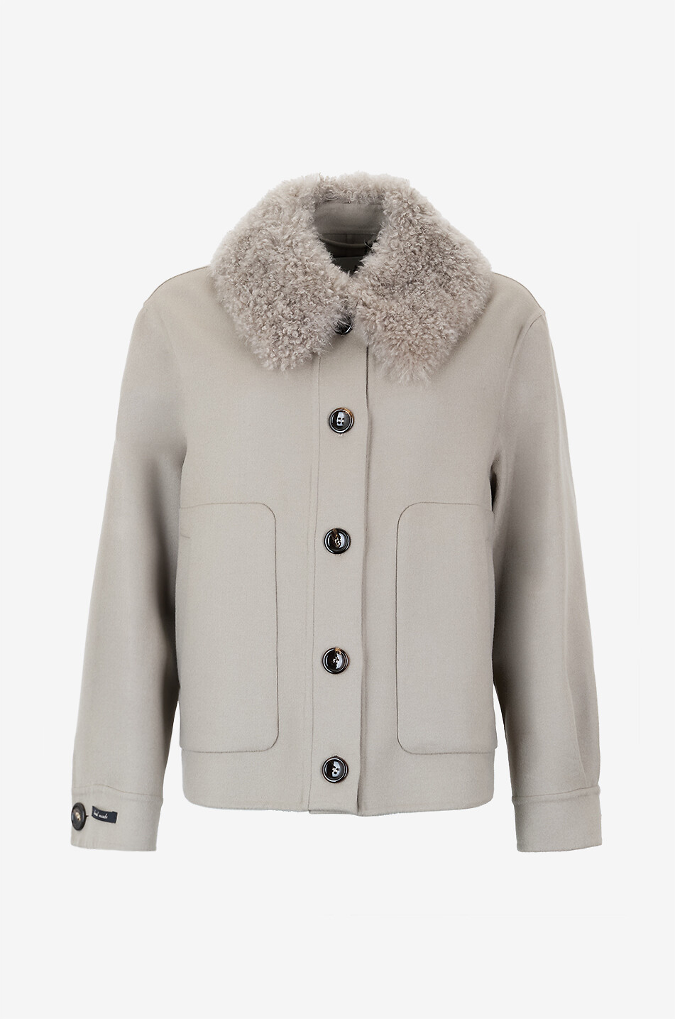 MANZONI 24 Shearling collar wool and cashmere shirt jacket Women BEIGE 1