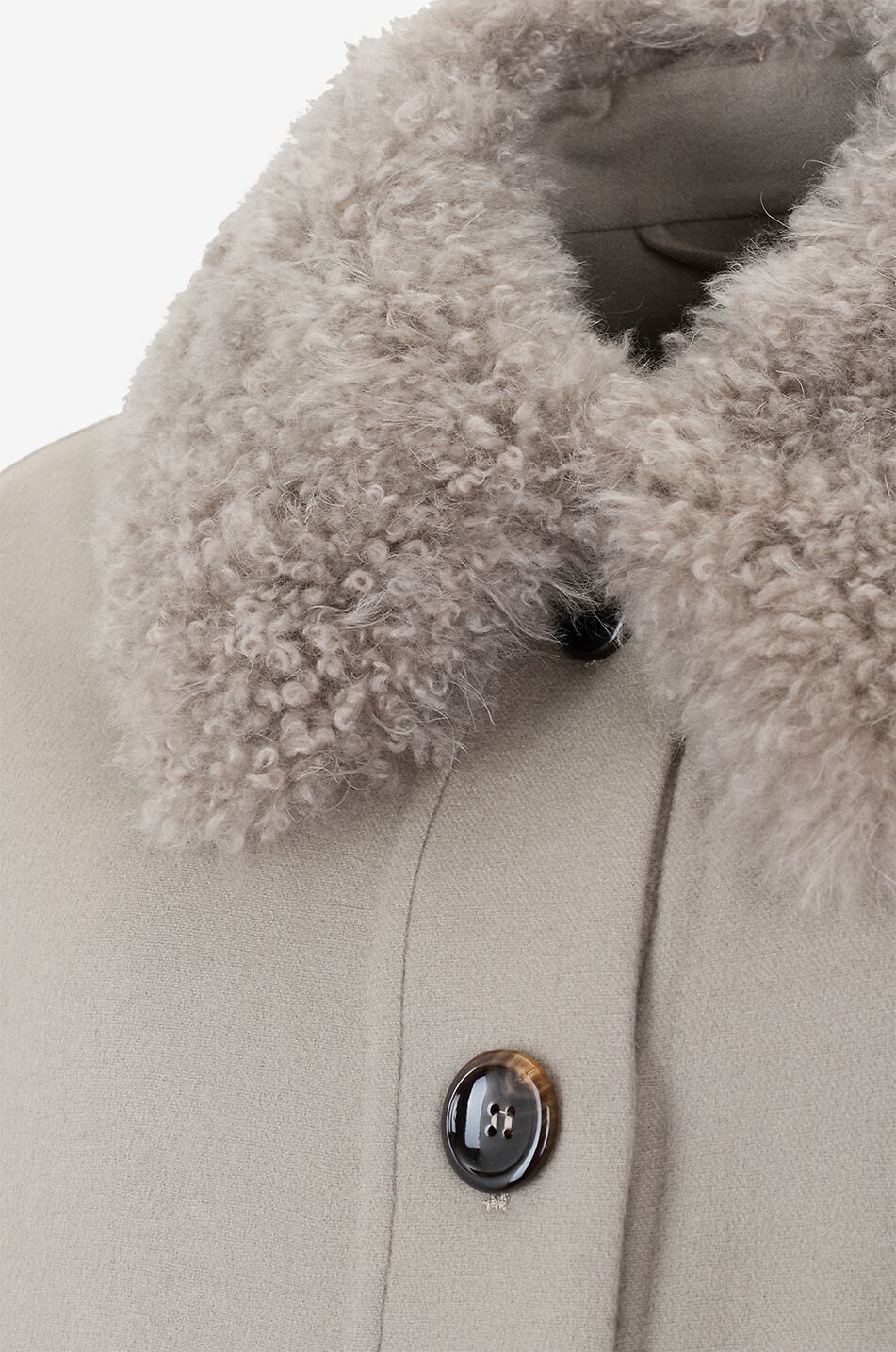 MANZONI 24 Shearling collar wool and cashmere shirt jacket Women BEIGE 4