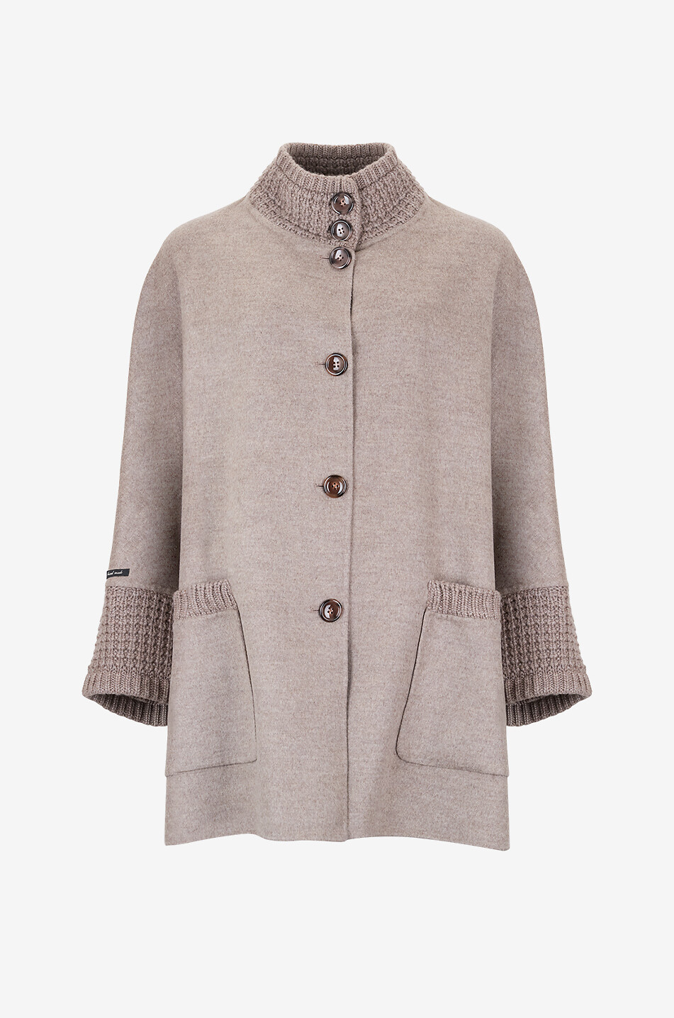 MANZONI 24 Cape en flanelle et maille de laine mérinos et cachemire Loro Piana Femme MARRON 1