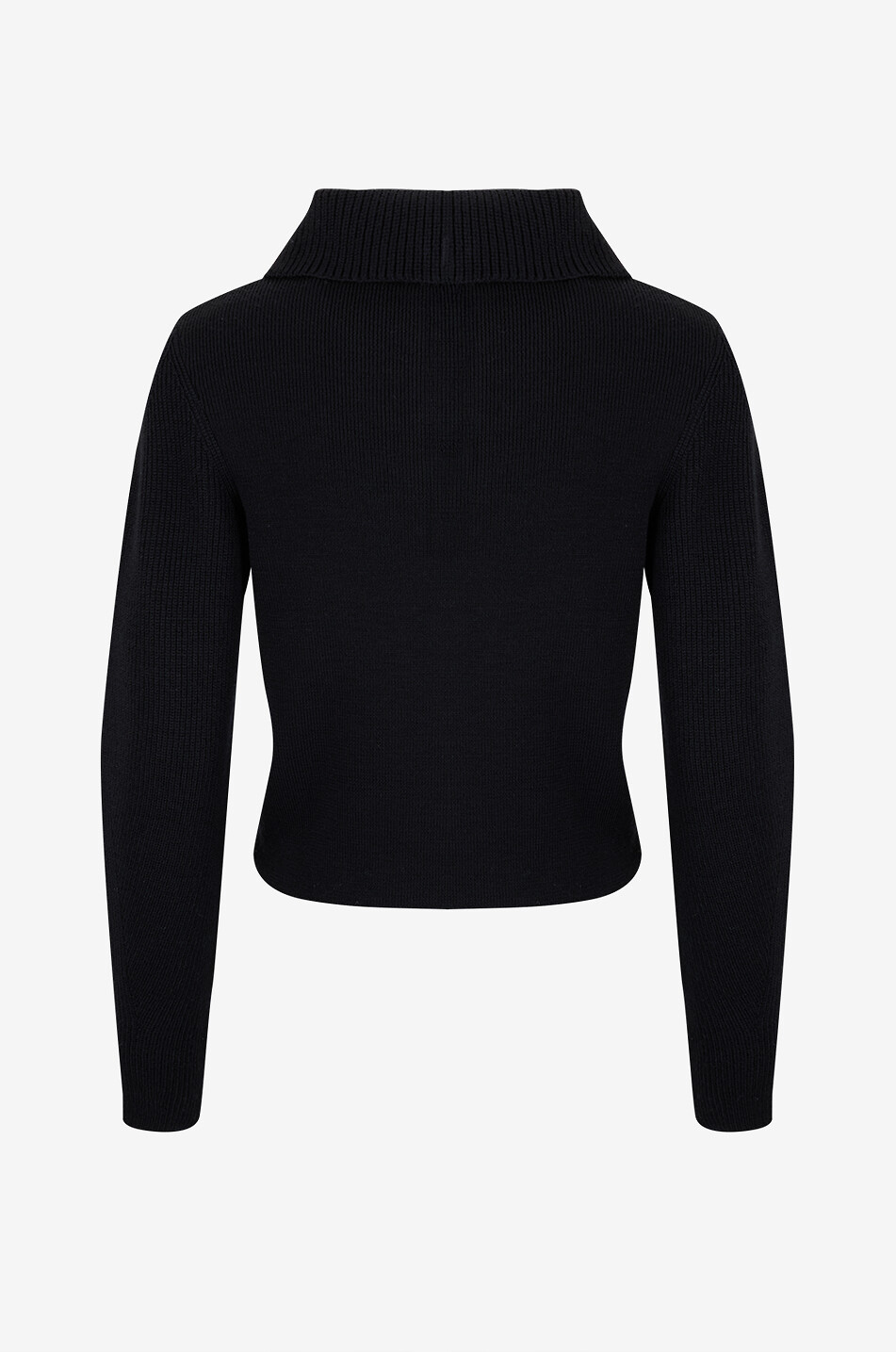 Pull à col montant zippé en laine peignée LEMAIRE NOIR Bongénie