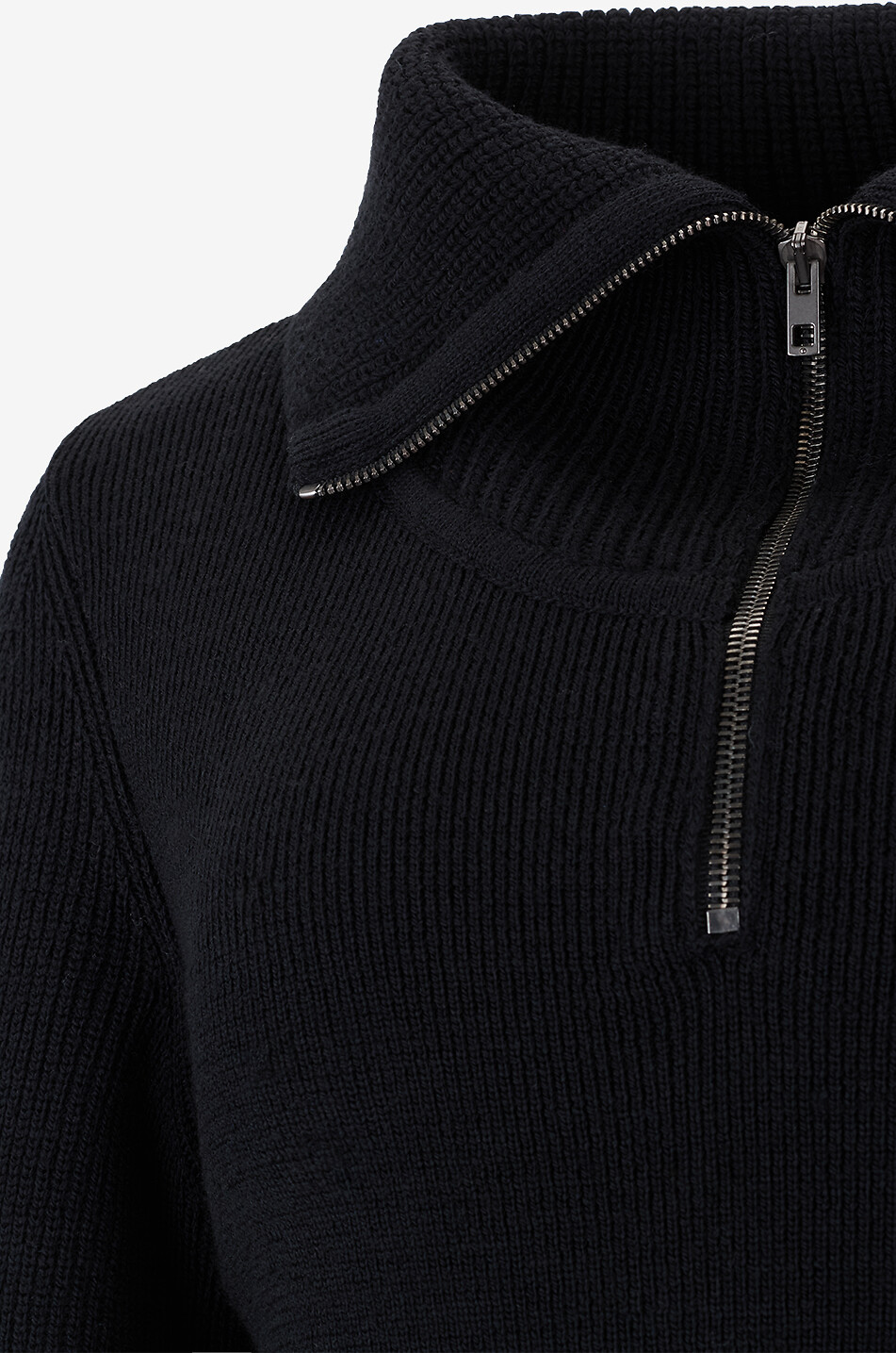 LEMAIRE Pull à col montant zippé en laine peignée Femme NOIR 3