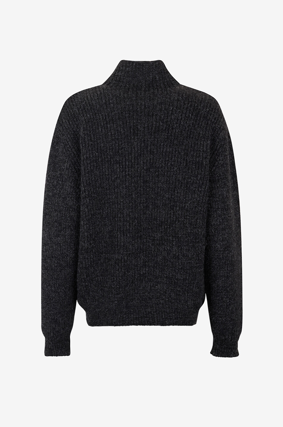 LEMAIRE Pull côtelé oversize à col montant en alpaga et yak Femme MARRON FONCÉ 2