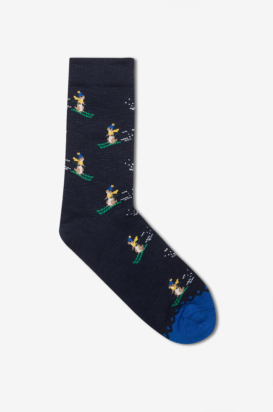 Chaussettes en coton motif skieurs Biscotte