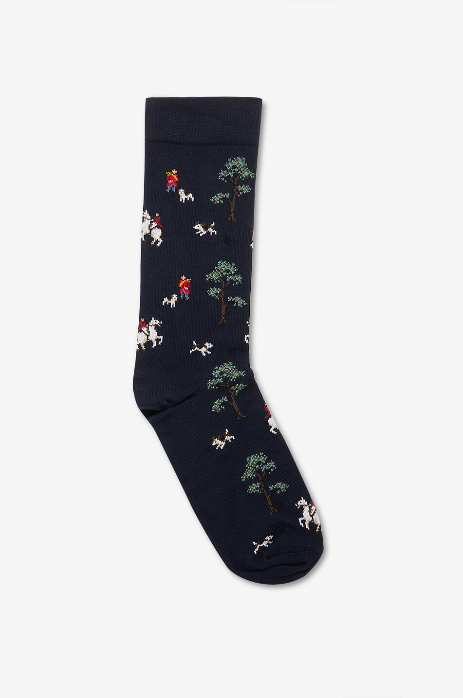 ROYALTIES Hubert cotton blend hunting scene socks Men DARK BLUE 1