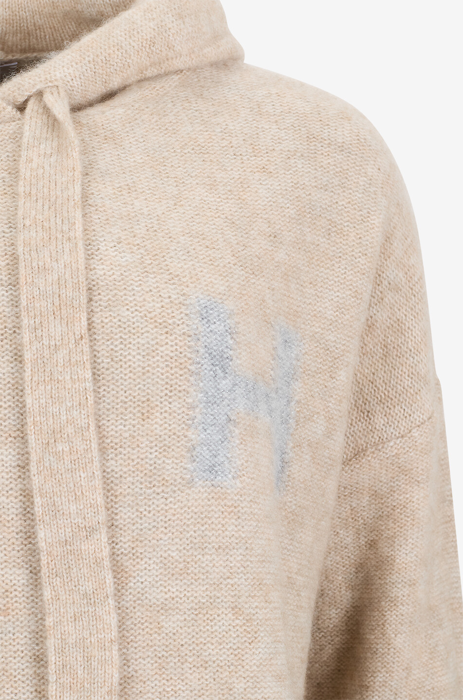 HEMISPHERE Pull à capuche en cachemire et coton monogramme H Femme BEIGE 3