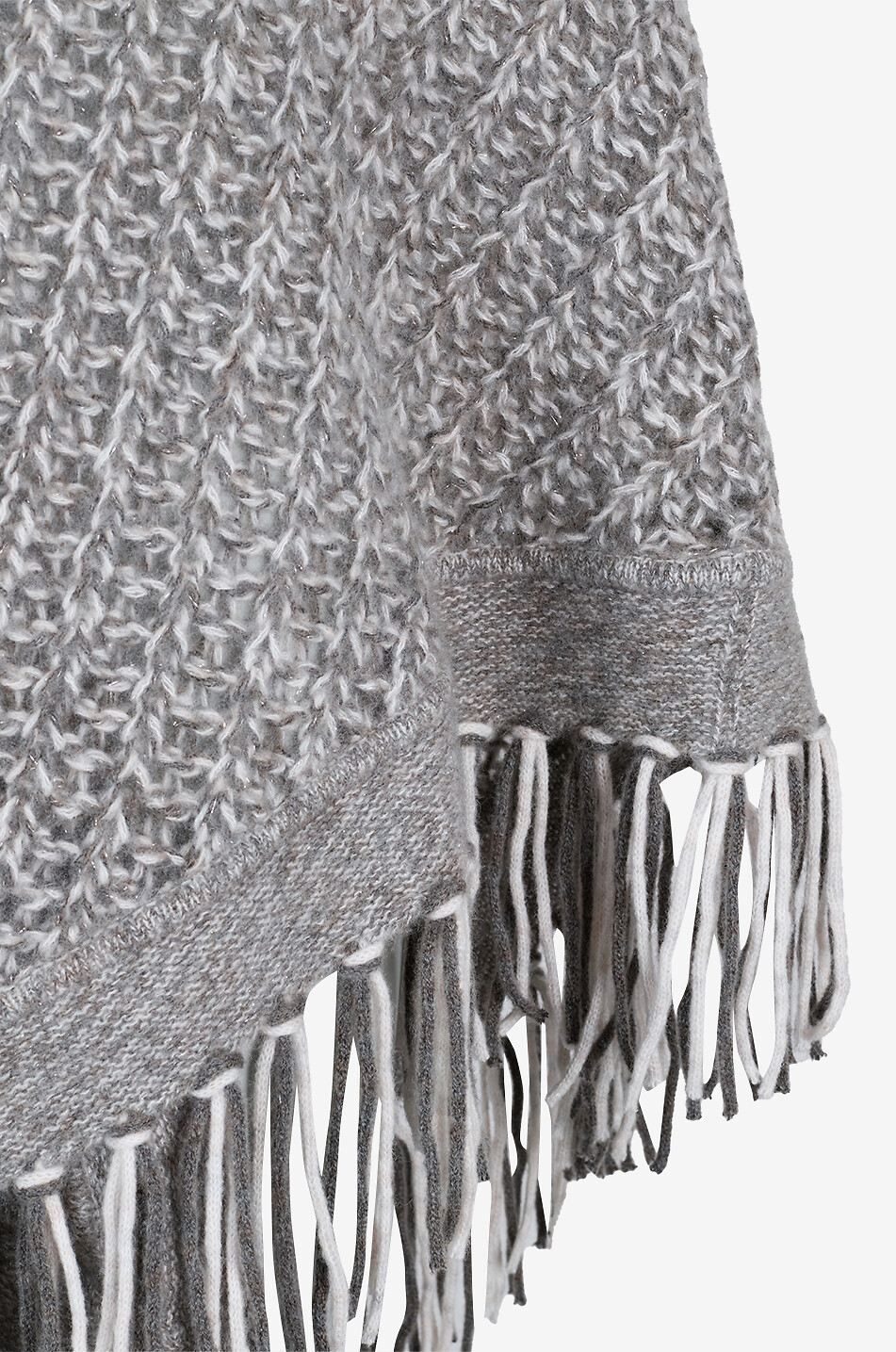 HEMISPHERE Triangular fringed cashmere and cotton cape Women MULTI COLOURED 3