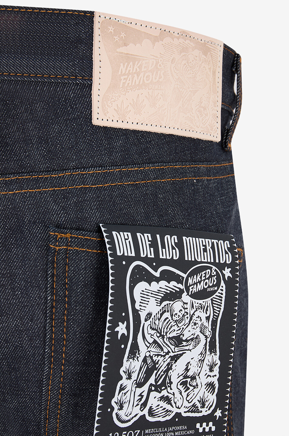 NAKED & FAMOUS DENIM Super Guy Dia De Los Muertos cotton skinny jeans Men DARK BLUE 3