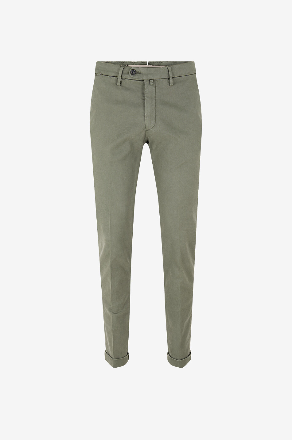 B SETTECENTO Cotton and silk blend slim fit chino trousers Men DARK GREEN 1