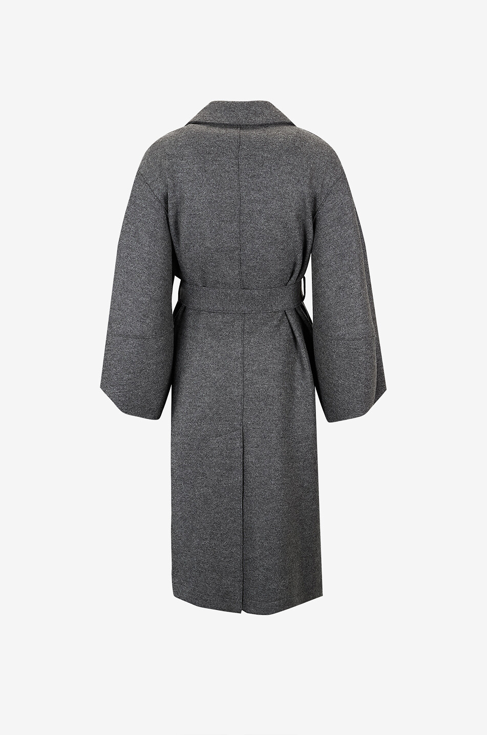 HARRIS WHARF Long virgin wool coat with puff sleeves Women MEDIUM GREY 2